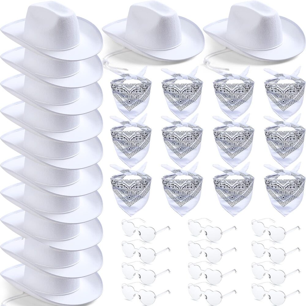 4898 36 Pieces Halloween Adult Cowboy Hat With Bandanna Heart Sunglasses